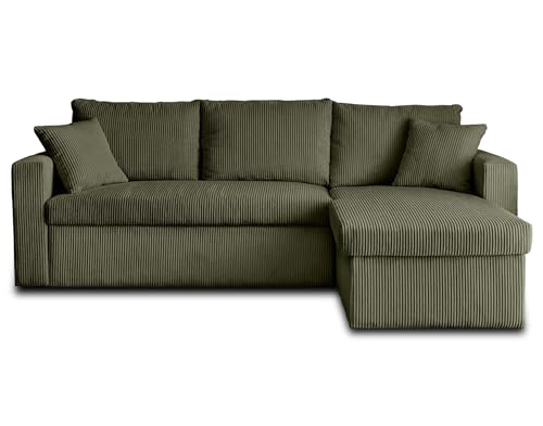 Bestmobilier - Canapé d'angle Convertible avec Coffre Réversible Cyrus en Velours Côtelé -...
