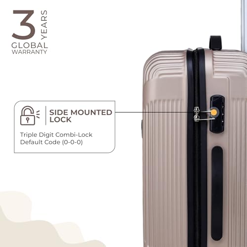 Image of ACEPACK Brampton 56 cms Champagne Hard Sided Cabin Size Luggage Trolley Bag for Travel Suitcase with 8 Spinner Wheels for Men and Women,