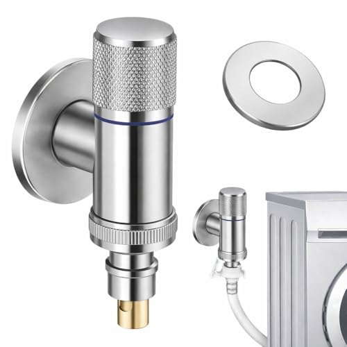 Image of Washing Machine Faucet, Water Spigot with Hose Handle, Washing Machine Tap Dishwasher Angle Valve Laundry Tap(Chrome Finish)