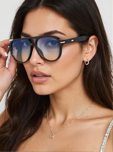 Retro Aviator Sunglasses for Women Men Classic 70s Vintage Shades Trendy Big Frame Design3