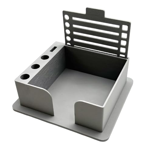 Zynphancer 付箋ホルダー ペン差し 二層構造 黒 オフィス 学校 職場 (グレー)