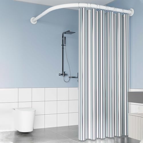 APHTOCF Tringle Douche Angle, Tringle pour Douche Arrondie, Barre De Douche en Forme De L Extensible en Acier Inoxydable, sans Perçage/Forage,...