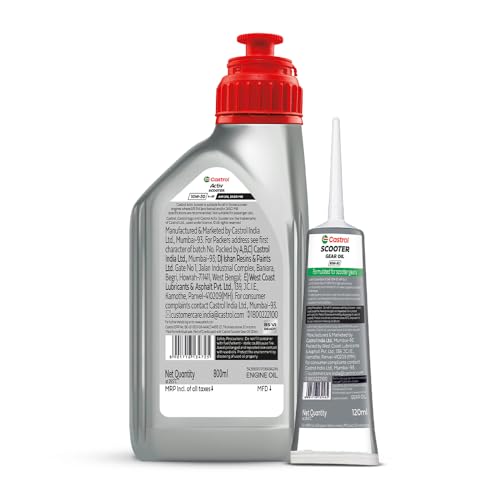 Image of Castrol Activ 10W-30 4-AT Synthetic Engine Oil for Scooter 800 ML & Castrol Gear Oil 80W-90 for Scooter Gears 120 ML Combo Pack