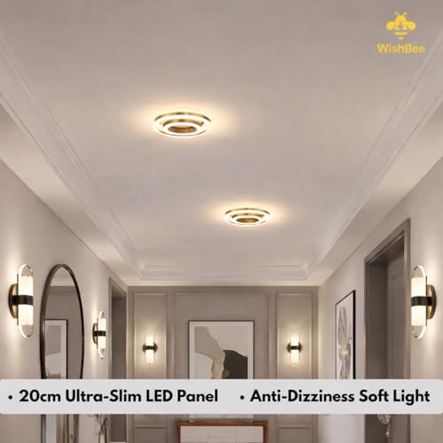 Image of hykolity Square LED Ceiling Light | 3-Colour Mode (Warm /Neutral /Cool White) | Ultra-Slim Surface Panel | CRI ≥97 Eye-Comfort | Modern Light for Bedroom & Corridor (Black, 12 Inch) (Round, 8 Inch)