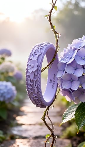 Image of Silicone Wedding Rings for Women 1 /4 /7 Packs -Stackable Silicone Rubber Wedding Bands - Innovative Flower & Vine Collection