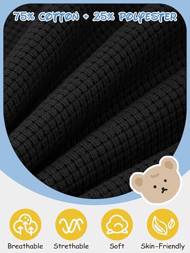 Resinta 3 Sets Boys Waffle Thermal Underwear Set Soft Winter Waffle Thermal Top and Bottom Long Johns Cotton Base Layer3