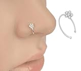 Diseño especial de nariz de acero: Estos aros son en soporte de anillo, moda y hermoso, fácil de poner y sacar; Zircon se ve muy brillante y especial, añadir más encanto a usted