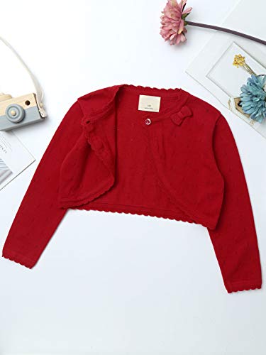 Jelory Kids Flower Girl Knitted Cardigan Sweater Long Sleeve Open Front One Button Wedding Dress Bolero Shrug3