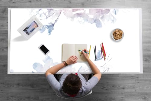 Tapete de Escritura 120x60 cm Protección Antisuciedad Antideslizante Para Oficina o Hogar Multifuncional Fácil de Limpiar Impermeable Resistente al Agua PVC Vinilo - Rosas pastel