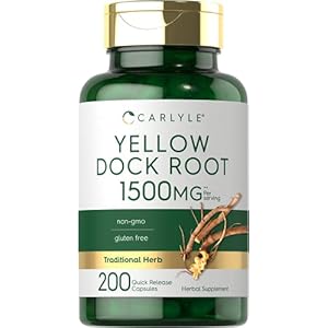 Carlyle Yellow Dock Root Capsules 1500mg | 200 Count | Non-GMO, Gluten Free | High Potency Formula | Traditional Herb