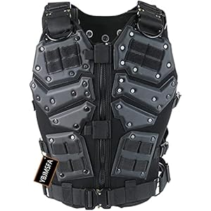 Airsoft Paintball Adjustable Tactical Vest, CS Field Outdoor Training With Pocket Board Chest Protector Adult BlackVest
