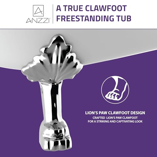 Anzzi FT-CF130LXFT-CH Clawfoot Series One Piece Belissima Double Slipper Acrylic Tub In White thumb #4