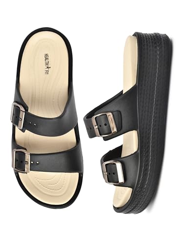 Image of HEALTH FIT SUPER SOFT Comfortable with Adjustable Strap Flip-Flops Women's & Girl's Cushioned |Waterproof Anti Skid & Lightweight OUT Door & IN Door Slipper INDIGO2