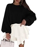 PRETTYGARDEN Sweaters for Women 2025 Fall Chunky Knit Long Sleeve Crew Neck Oversized Pullover Tops Winter Fashion Clothing (Black,Small)