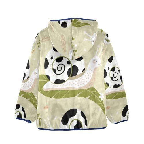 Cow Snail Pattern with Leaves Toddler Fleece Jacket Girl Boys Hooded Fleece Jacket Coat Warm Outwear Zip-up 3-10T2