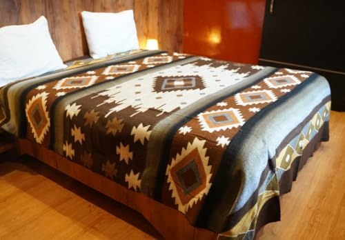 Image of AHUAY Premium Hypoallergenic Alpaca Wool Blanket - Queen Size 94X78 - Ultra Soft Warm Lightweight Andean Geometric Throw, Handmade in Ecuador (Tungurahua Brown Coffee)