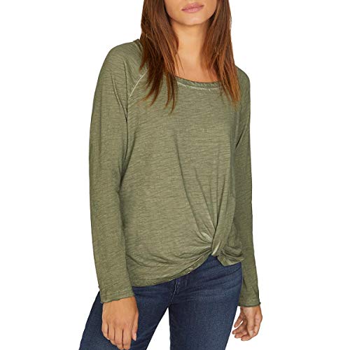 Sanctuary Womens Knot-Front Long Sleeves Pullover Top Green XS