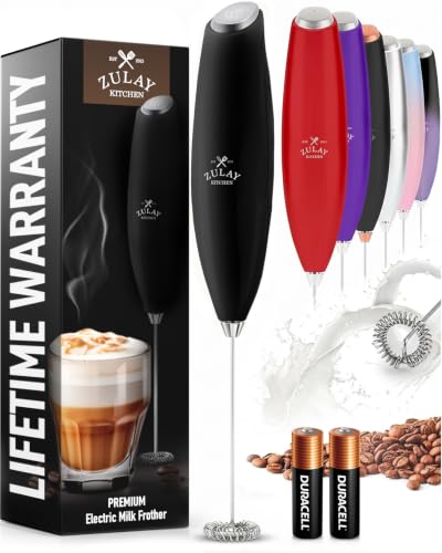 Zulay Kitchen Milk Frother Handheld Electric Whisk – Frother Wand, Durable Drink Mixer, Coffee...