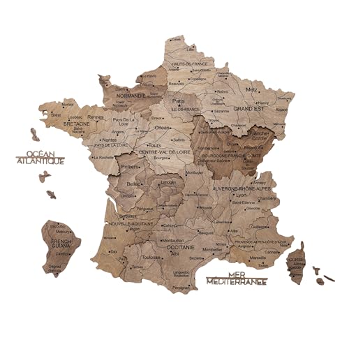 Carte de France murale en bois 3D decoration bureau et salon Terra M