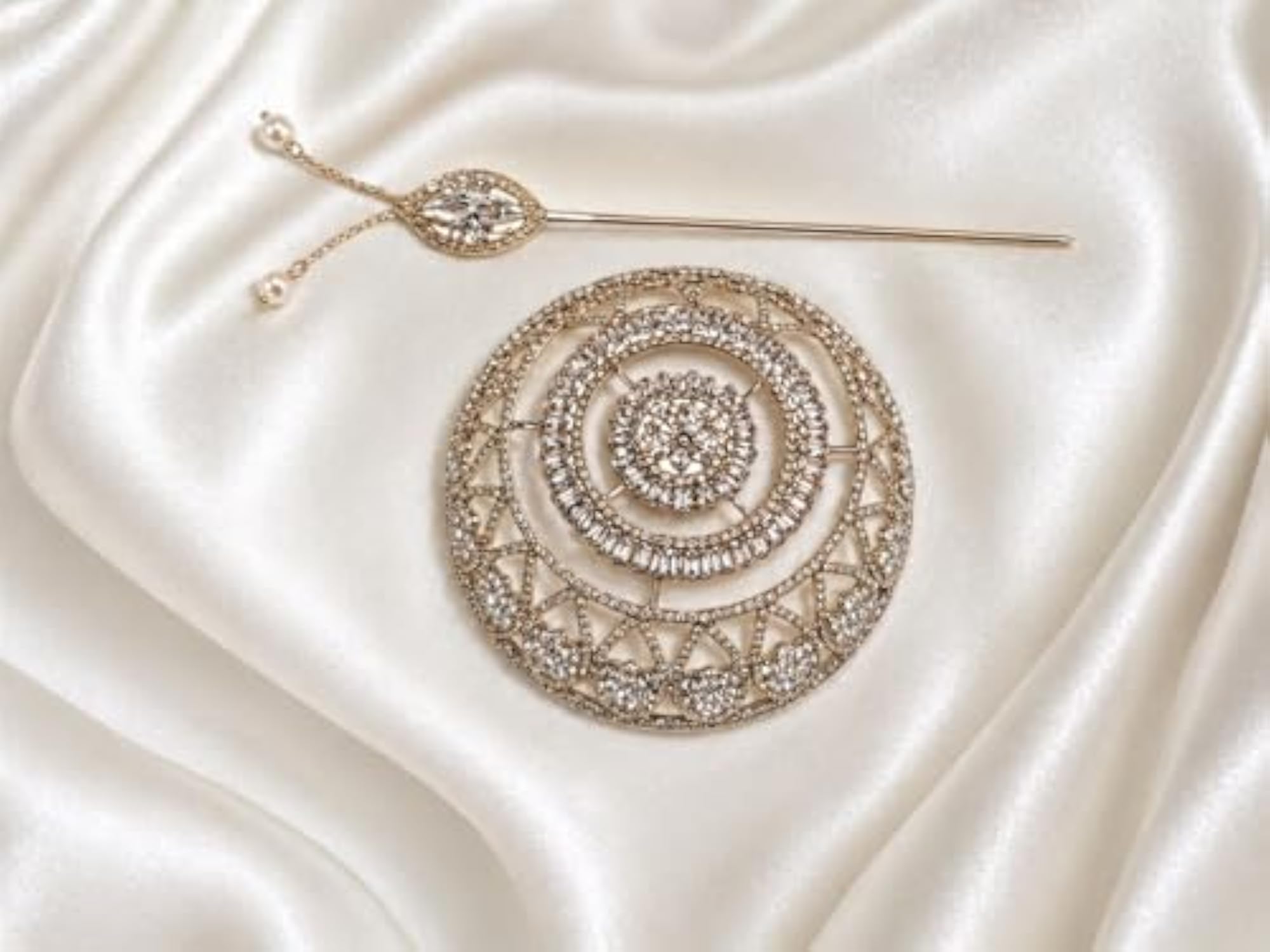 Bridal Juda Hair Bun Accessory, Silver Plated