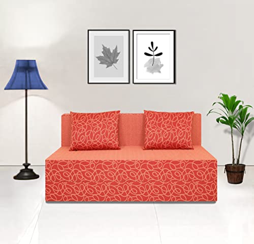 Image of Adorn India Easy Three Seater Sofa Cum Bed Poly Cotton (Red) 5'X6'