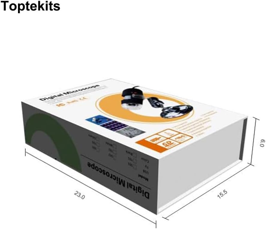 Toptekits 25x - 400x 2.0m Pixel Digital Microscope with LED Light and RCA Video Output for TV/Television