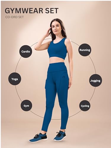 Image of High-Waist Track Suit, Co-ord Set for Women's, Gym wear 2-Piece Workout Set, Sports Bra and Bottom Set, Sports Running Suits, Yoga Wear