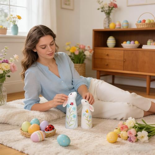 Figurines de lapin de Pâques pour égayer une bibliothèque ou une coiffeuse - 3