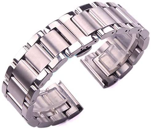 Bracelet de montre en acier inoxydable 316L massif argent pour horlogerie de luxe