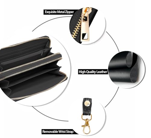 Magical Sun and Moon Print Wallet for Women Large Capacity Wallet Credit Card Holder PU Leather Double Zipper Clutch Purse Phone Wallet3