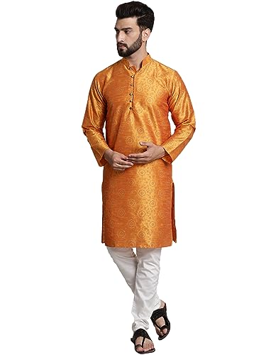 Image of SOJANYA (Since 1958 Men's Silk Blend Printed Kurta and Churidar Pyjama Set