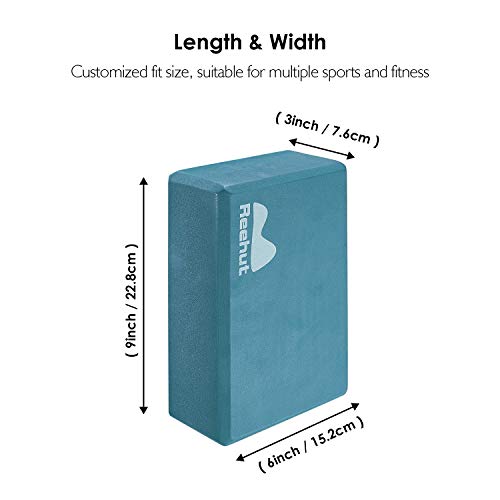 Reehut (1-Pc Yoga Block, 9"X6"X4" - High Density Eva Foam Block To Support And Deepen Poses, Improve Strength And Aid Balance And Flexibility - Lightweight, Odor Resistant(Turquoise) #TOP5