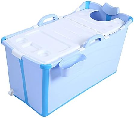 LIUDONGXIN Folding Adult Bathtub, Portable Bathtub, Inflatable Bathtub, Plastic, with lid (Color : Blue)