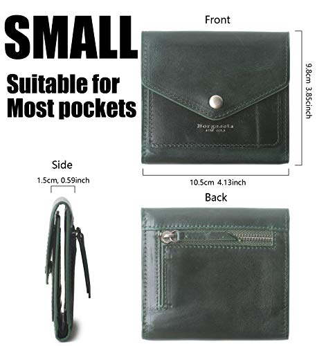 Small Leather Pocket Wallet for Women Bifold Zip Coin Purse RFID Blocking Women's Credit Card Holder Dark Turquoise