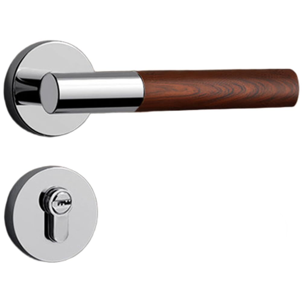 Serrure de porte avec grain de bois de noyer, poignée silencieuse en alliage de zinc, nouveau style chinois, décoration intérieure