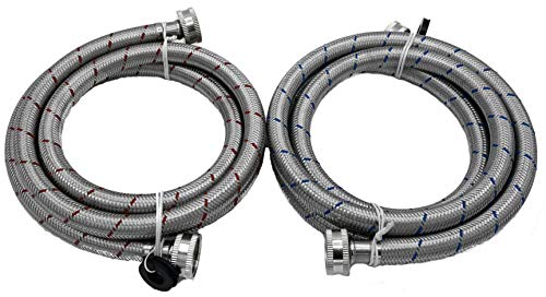 KILAUAN Washing Machine Hose Stainless Steel Braided Water Supply Line - 4 FT
