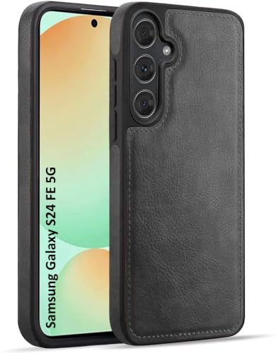 Image of MOBILOVE PU Leather Flexible Shockproof Design Back Case Cover for | Samsung Galaxy S24 FE 5G (Black)