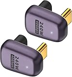 YUNKOZAND USB C 180 Grad Adapter, USB C rechtwinkliger Adapter mit 40 Gbit/s PD 240 W 8K @ 60 Hz Videoladung, kompatibel mit Laptops, Mobiltelefone, Switch, VR und mehr Typ-C-Geräte (D (2 Stück)…