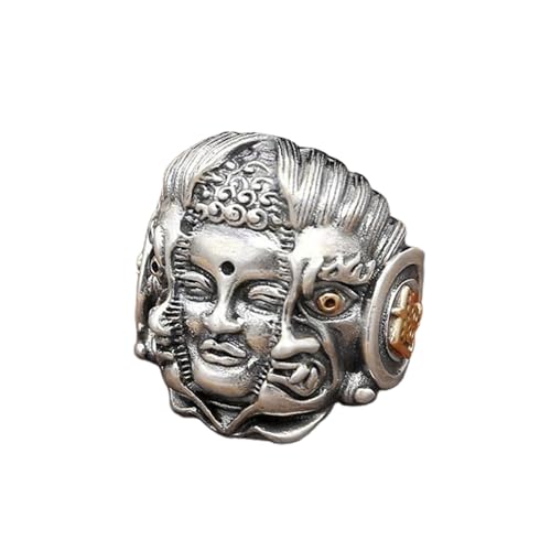 調整可能なリング拡張可能な仏像と悪魔のオープンアクセサリーアニメファンのための仏教の飾り飾り仏教リング