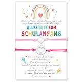 2 Pcs Armband Schulkind 2025 Mädchen, Geschenke zur Einschulung Mutter Tochter Armband mit Karte Schulanfang, Erster Schultag Schultüte Füllung Einschulung Mädchen Geschenk Decorations