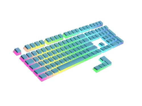 Image of Ranked Pudding PBT Keycaps | 112 Double Shot Translucent ANSI US & ISO Layout | OEM Profile for RGB Mechanical Gaming Keyboard (River Blue)