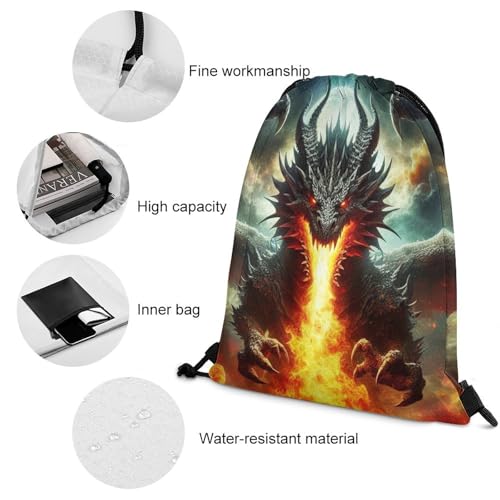 Dragon Drawstring Backpack - Cute Cinch Sack, String Backpacks for Kids Women Men Boys Girls for Gym Outdoor Sports Travel Athletic Drawstring Bag - Lightweight/Foldable4