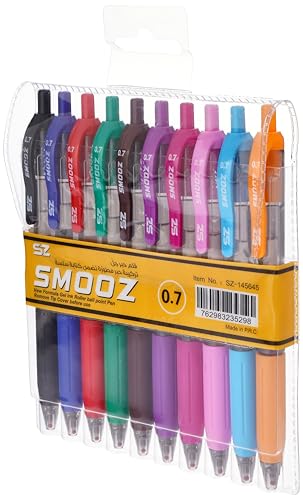 Smooz 10-Color 0.7 mm Gel Ink Pen 10-Pieces Multicolor
