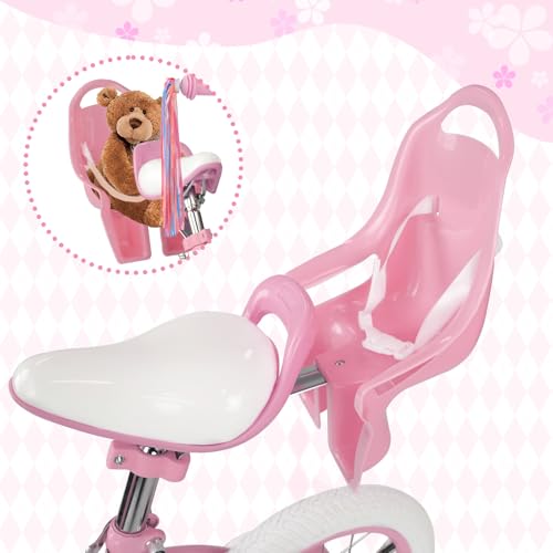 Image of Glaf Toddler Girls Bike for Age 2-12 Years Old | 12 14 16 20 Inch Kids Bike Girls Bicycle with Training Wheels,Basket,Doll Seat,Princess Style Kids Bicycle Gift