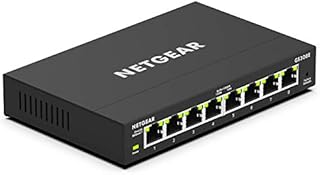NETGEAR 8-Port Gigabit Ethernet Plus Switch (GS308E) - Desktop or Wall Mount, Home Network Hub, Office Ethernet Splitter, Silent Operation, Black