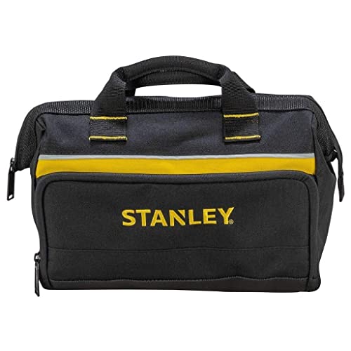 Stanley 1-93-330 Sac À Outils En Toile 600 Deniers - 8 Compartiments Intérieurs - Embase Renforcée - Poignée Matelassée En Coton - Dimensions : 300X130X250Mm