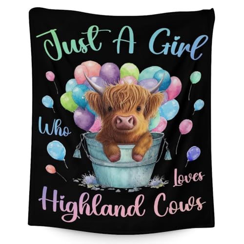 Highland Cow Blanket Gifts - 30x40 Inches Cute Throw Blanket for Girls - Colorful Soft Fuzzy Blankets for Couch & Office