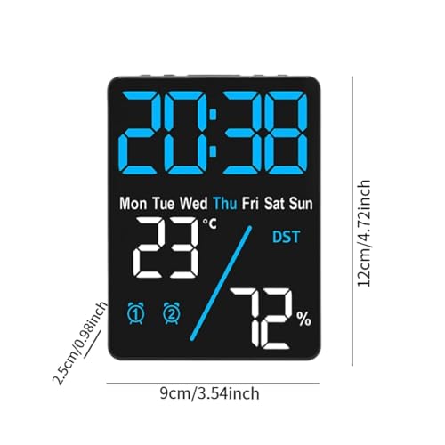 Image of CBK Digital Alarm Clock Table Clock with LED Display, Temperature and Humidity Monitor Compact Desk Clock for Students,Home, Office, Bedroom, Living Room,Home Decor, Corporate Use (12Cm * 9 Cm)