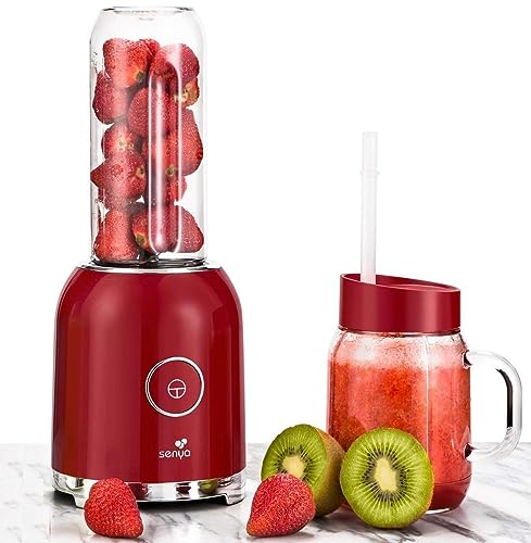 Senya – Batidora batidora con 2 botellas portátiles Rojo Juicy Delight 250 W, 6 cuchillas de...