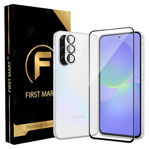 Image of FIRST MART Tempered Glass for Samsung Galaxy A36 5G with Silver Camera Ring Guard & Installation Kit | HD Clear Edge-to-Edge Screen Protector, Scratch Resistant, Case-Friendly | Pack of 1